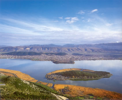 Lake Pambiotis with Ioannina in back