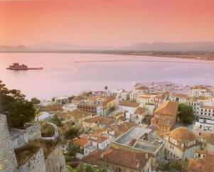 sunset over naufplion